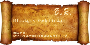 Blistyik Rodelinda névjegykártya